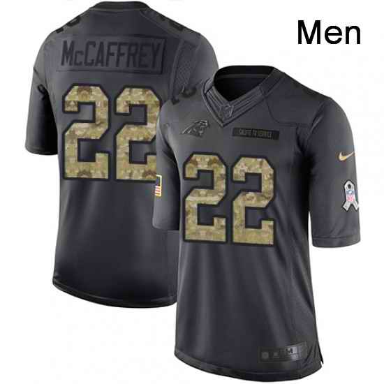 Mens Nike Carolina Panthers 22 Christian McCaffrey Limited Black 2016 Salute to Service NFL Jersey